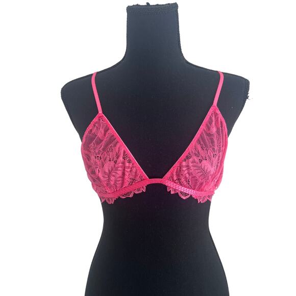 NWOT Intimately Free People Everyday Lace Triangle Bralette Pink/Coral - S - Picture 3 of 8